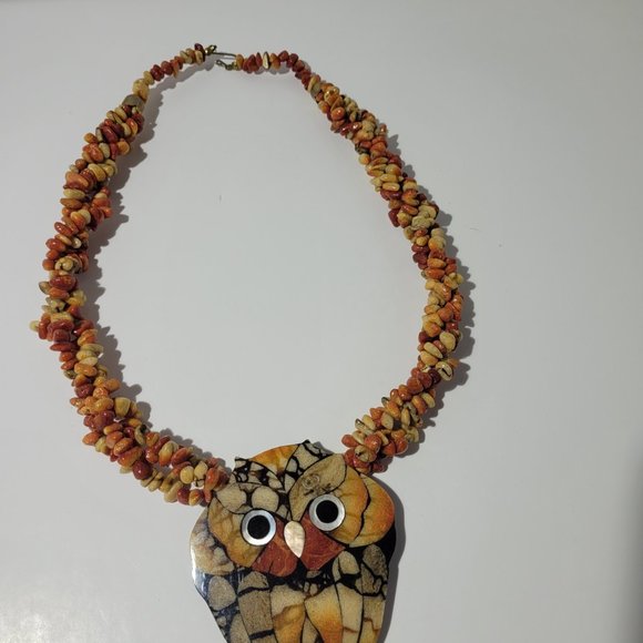 Lee Sands Vintage Inlay Owl Necklace - Picture 7 of 12